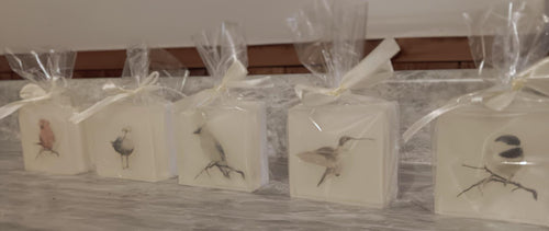 Bird Soap Set – Chickadee, Cardinal, Hummingbird, Cedar Waxwing, Seagull – Organic & Vegan