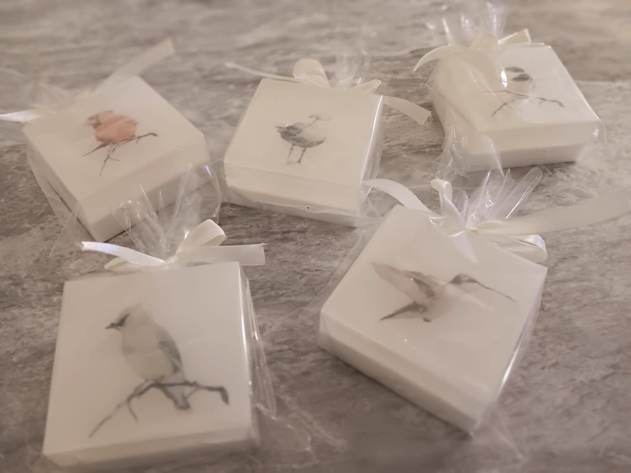 Bird Soap Set – Chickadee, Cardinal, Hummingbird, Cedar Waxwing, Seagull – Organic & Vegan