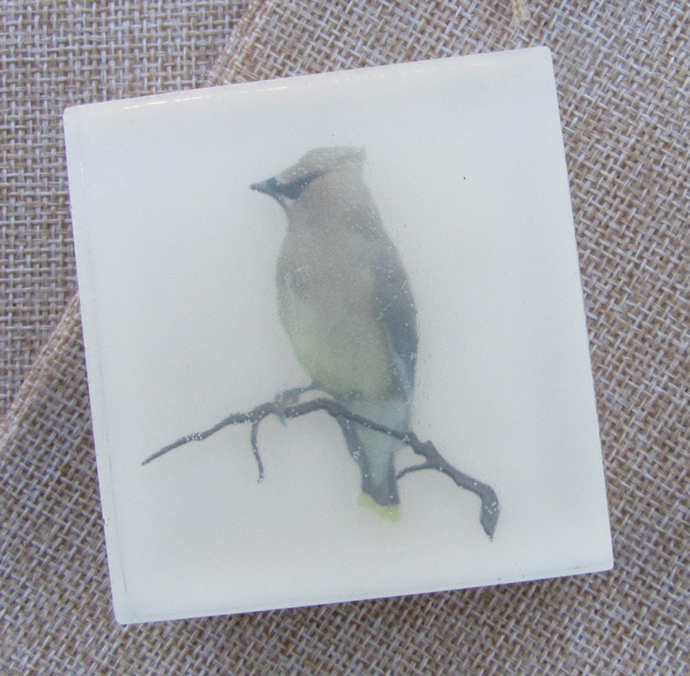 Cedar Waxwing Glycerin Soap: Organic Vegan Bird Art