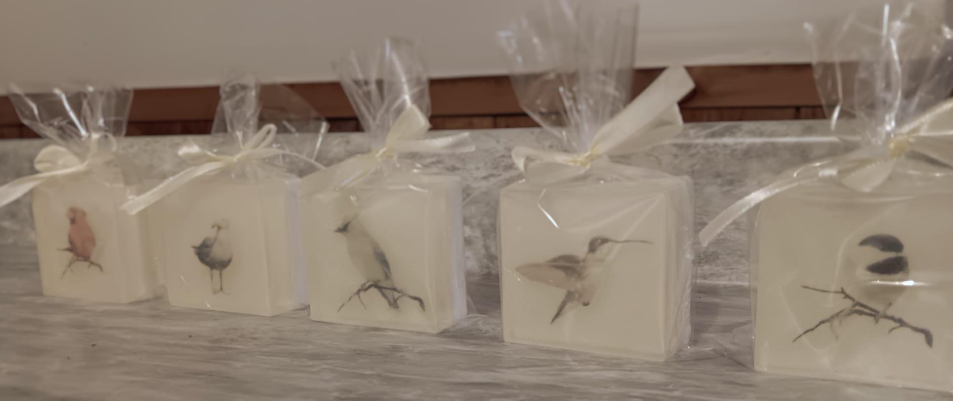 Bird Soap Set – Chickadee, Cardinal, Hummingbird, Cedar Waxwing, Seagull – Organic & Vegan