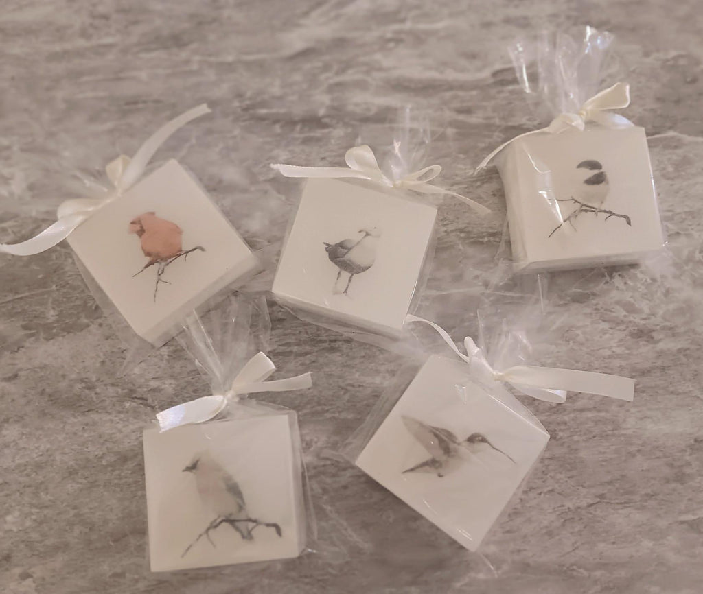 Bird Soap Set – Chickadee, Cardinal, Hummingbird, Cedar Waxwing, Seagull – Organic & Vegan